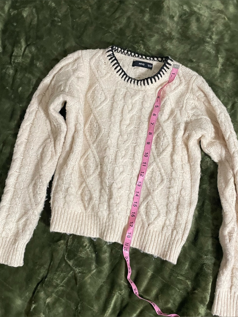 Mango Cable Knit Crewneck Sweater - Cream